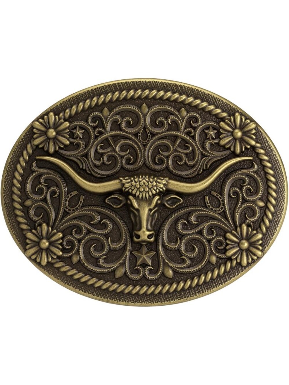Men Longhorn-style03 Western Belt Buckle Longhorn Cowboy Cowgirl Accessory